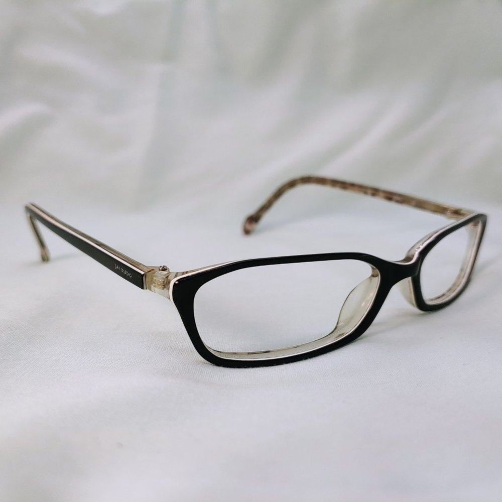 JAI KUDO Eyeglass Frames 1706 Full Plastic Rims Black White Leopard Print